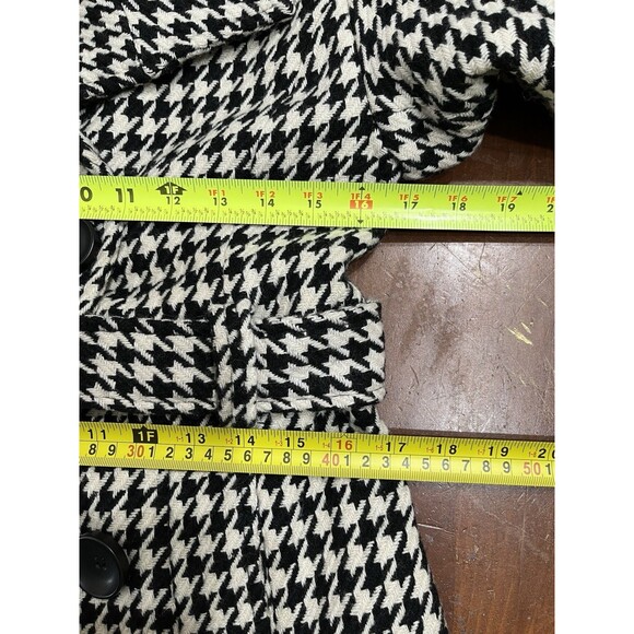 Guess Womens Houndstooth Wool Blend Lined Pea Coat 90's Small Preppy Clueless - Picture 10 of 13